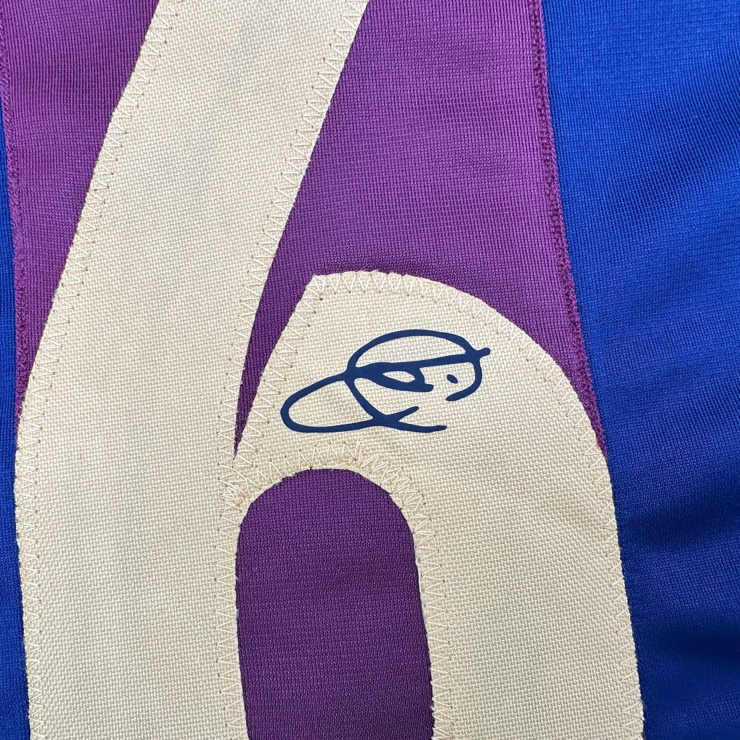 Facsimile Autographed Xavi Hernandez FC Barcelona Blue/Red Reprint